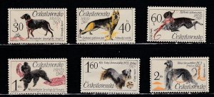 Czechoslovakia # 1312-1317, Dogs, Unused, No Gum, 1/3 Cat.