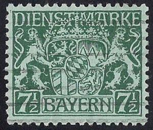 Bavaria #O8 7 1/2PF Official Coat of Arms Stamp used F-VF