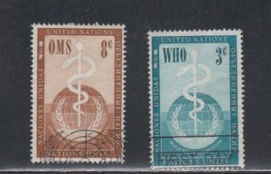 United Nations - New York # 43-44, WHO, Used, 1/3 Cat.