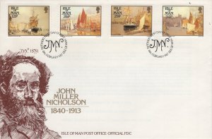 Isle of Man 1987 FDC Sc 327-330 Harbour Paintings by John Miller Nicholson