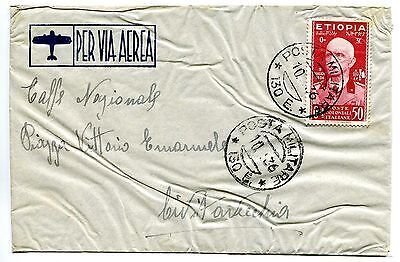 Ethiopia - Vitt. Emanuele III ° Cent. 50 isolated on cover by air