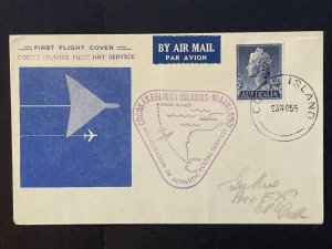 Postal History Australia Sc# 279 Airmail First Flight 1955 Cocos Island to Perth