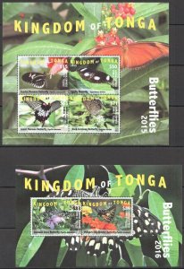 Sk6 2015,2016 Tonga ! Sale Butterflies !!! Michel 390 Euro Kb+Bl Mnh