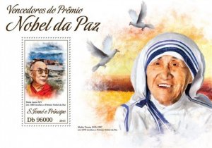 St Thomas - 2013 Dalai Lama - Stamp Souvenir Sheet - ST13413b