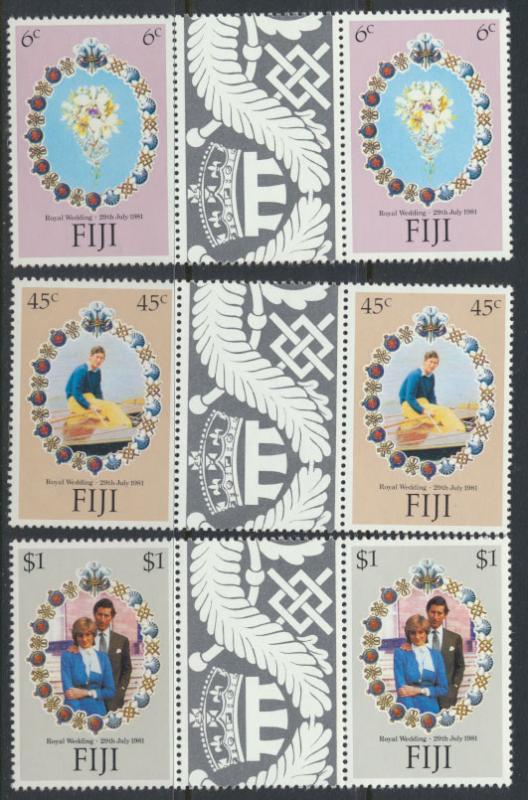 Fiji SG 612-614 SC# 442-444 MNH Royal Wedding Gutter Pairs see scan 