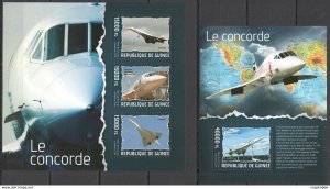 2014 Guinea Aviation Transport Airships Concorde Kb+Bl ** Stamps St688