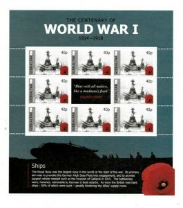 Gibraltar 2015 - World War 1 - Ships - Sheet of 8 stamps - MNH