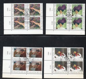 Switzerland Sc523-526 1986 Pro Patria  Paintings Blocks of 4 used