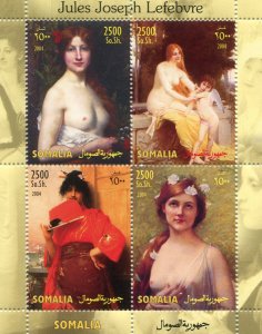 Somalia 2004 JULES JOSEPH LEFEBVRE Nudes Paintings Sheet Perforated Mint (NH)