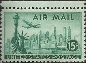 # C35 MINT NEVER HINGED N.Y. SKYLINE WET PRINT