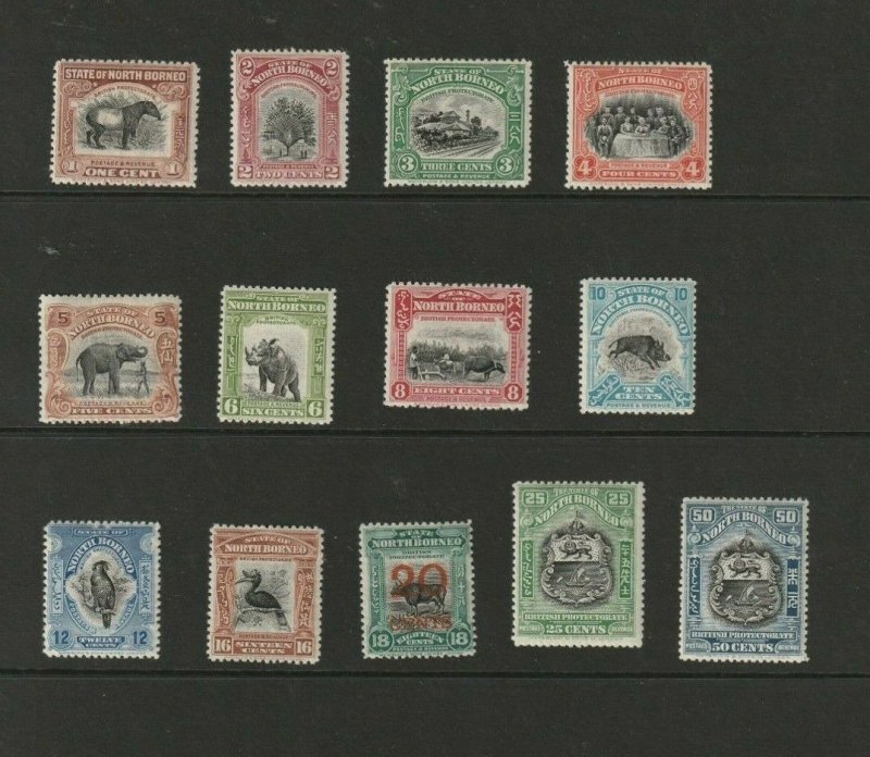 North Borneo: 1925, Definitive series, short set to 50c, Mint lightly hinged