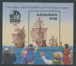 Bahamas 1990 Columbus Leaving Cadiz S/S Sc# 692 NH