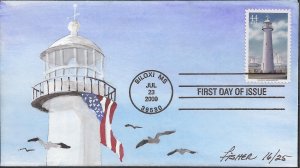 Set of 5 Fisher Hand Painted FDCs for the 2009 Gulf Coast Lighthouses Issue