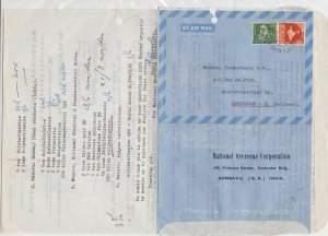 India 1966 Nat. Overseas Corp. Commercial Stamped Aerogramme to Holland Ref26656