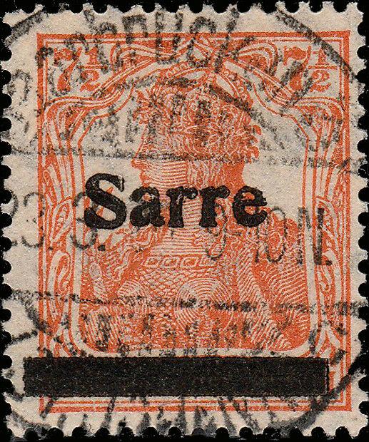 SARRE / SAARGEBIET - 1920  Saarbrücken 3 / * (St. Johann) c on Mi.5c.I 7-1/2pf