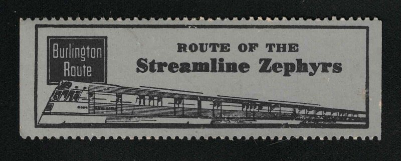 Route Of The Streamline Zephyrs - Vintage Poster Stamp - Burlington Route