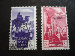Stamps - Libya - Scott# C25-C26 - Used & Mint Hinged Part Set of 2 Stamps