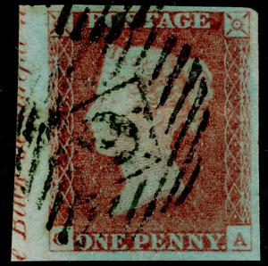 SG8, 1d red-brown, FINE USED. MARGINAL INSCRIPTION.