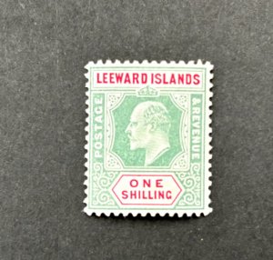 Leeward Islands: 1905, King Edward VII definitive, 1/-, MCCA wmk. SG35, MLH