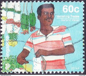 SINGAPORE 2014 QEII 60c,Vanishing Trades-Garland Maker FU