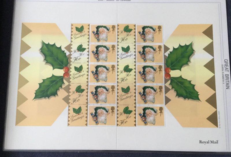 2000 Father Christmas Cracker Royal Mail Smiler Sheet SG LS3 Fine U/M - Cat £125