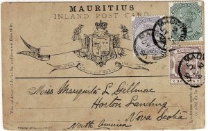 Mauritius 1896 uprated formular postal card used to CANADA