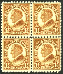 U.S. #582 MINT BLOCK OF 4 OG HR