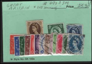 Great Britain SC# 292-308 Used F/VF