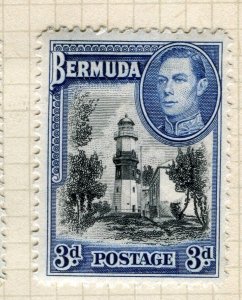 BERMUDA; 1938 early GVI pictorial issue fine Mint hinged 3d. value