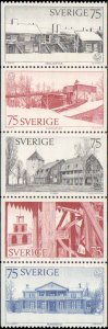 Sweden #1124-1128, Complete Set(5), 1975, Architecture, Never Hinged