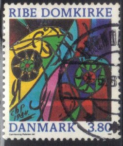 DENMARK SC# 835 **USED** 3.80k 1987  STAINED GLASS SEE SCAN