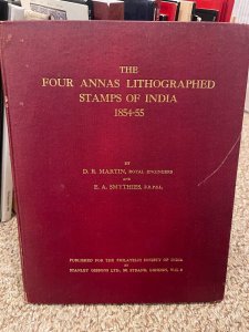 FOUR ANNAS LITHOGRAPHED STAMPS OF INDIA Martin/Smythies - 1930 Hardbound Book