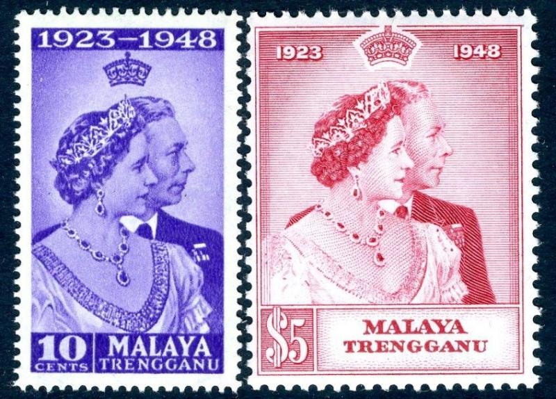 MALAYA (TRENGGANU)-1948 Royal Silver Wedding Set Sg 61-62 UNMOUNTED MINT V17511