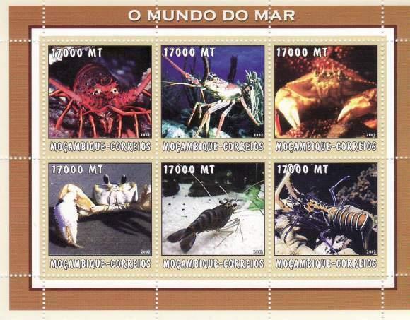 Mozambique - Lobsters - 6 Stamp  Sheet  - 1664