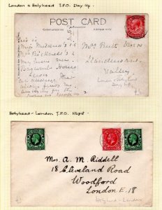 GB WALES RAILWAY Cover & Card *LONDON & HOLYHEAD TPO/DAY UP & NIGHT* 1935 RL55 