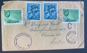 1950 Victoria Seychelles Censored Cover to Vienna Austria