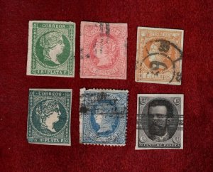 SPAIN USED EARLY STAMPS FROM 1800'S