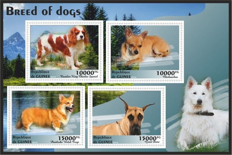 Stamps. Fauna Domestic DOGS  1+1 sheets perforated 2016 year Guinee