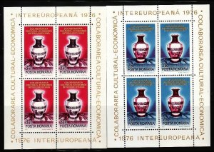 ROMANIA Sc 2620-21 NH 2 MINISHEETS OF 1976 - ART - VASES