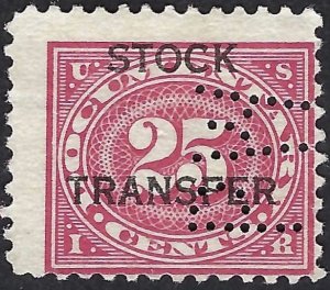 United States #RD7 25¢ Stock Transfer overprint. Carmine rose. Good. Used.