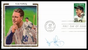 1989 Lou Gehrig The Iron Horse Sc 2417 Colorano FDC signed Denny Hocking (1T