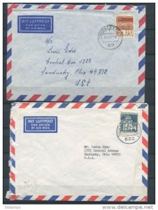 Germany 4 Covers to USA stamps 1966 and up Buildings
