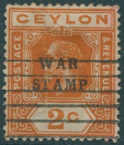 Ceylon 1918 SG330 2c brown-orange KGV WAR STAMP crease FU (amd)