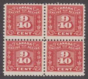 Canada Revenue FX55 Mint Excise Tax Stamp Block of 4