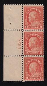 1917 Sc 509 MNH plate no. 6930L strip of 3