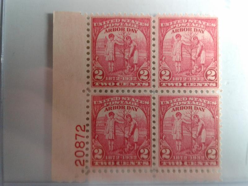 SCOTT # 717 ARBOR DAY PLATE BLOCK MINT NEVER HINGED GREAT LOOKING GEM  !!