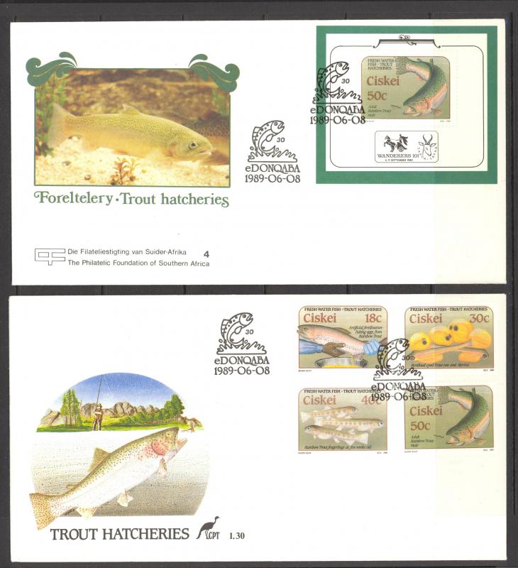 South Africa Ciskei Sc# 135-138a FDC Set/2 1989 Trout Hatcheries