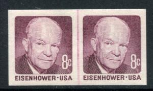 U.S.1402a 8-cent Eisenhower Imperforate Error Joint Line Pair, MNH