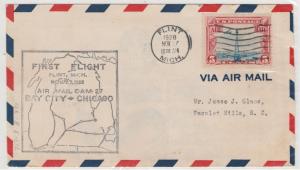 USA 1928 FIRST FLIGHT COVER BAY CITY TO CHICAGO