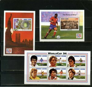 SIERRA LEONE 1994 SOCCER WORLD CUP USA SHEET OF 6 STAMPS & 2 S/S MNH